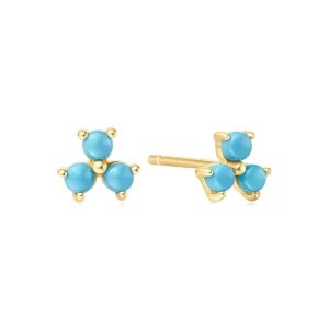 Ania Haie Gold Lab Created Turquoise Lotus Stud Earrings