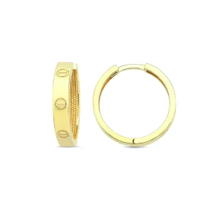 9K Yellow Gold Lock Hoop Earrings 18mm
