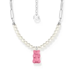 THOMAS SABO Link necklace with pink Goldbears & freshwater pearls