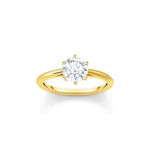 THOMAS SABO Ring with white zirconia in brilliant cut gold