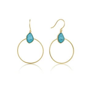Ania Haie Turquoise Front Hoop Earrings - Gold