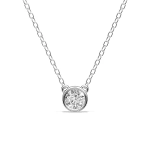 45cm Bezel Pendant Necklace with 0.40ct of Laboratory-Grown Diamonds in Sterling Silver and Platinum