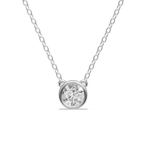 45cm Bezel Pendant Necklace with 0.60ct of Laboratory-Grown Diamonds in Sterling Silver and Platinum
