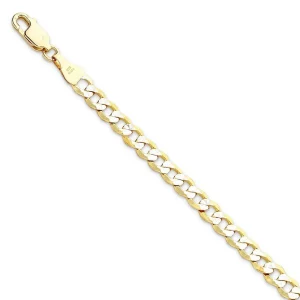 9kt Yellow Gold Two Tone Silver Infused Curb Necklace 45cm