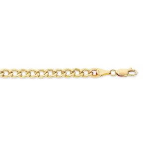 9kt Yellow Gold Silver Infused Curb Necklace 60cm