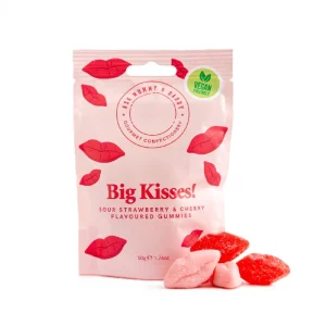 Ask Mummy & Daddy Big Kisses! Sour Strawberry & Cherry Gummies Sweets 50g
