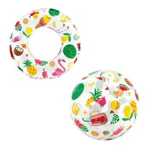 Intex Swim Ring & Beach Ball Inflatable Swimming Pool Toy - Tropical