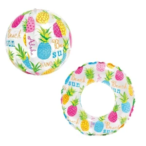Intex Swim Ring & Beach Ball Inflatable Swimming Pool Toy - Pineapples