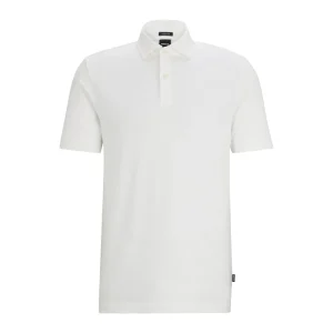 Hugo Boss Cotton Linen Press 56 Men's Polo Shirt White