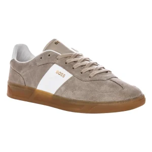 Hugo Boss Brandon Suede Men's Tennis Trainers Brown Beige & White