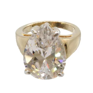 Adrian Buckley Pave Collection Gold Teardrop Crystal Ring CZR337S (S)