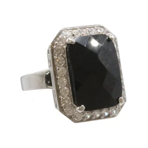 Adrian Buckley Pave Collection Square Black & Silver Ring CRZ343M (M)