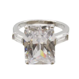 Adrian Buckley Pave Collection Silver Square Crystal Ring CZR350S (S)