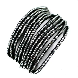Black Crystal Studded Wrap Bracelet By Aeon