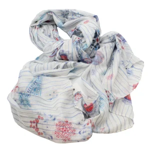 Desigual Blue Ocean Vibes Design White Scarf