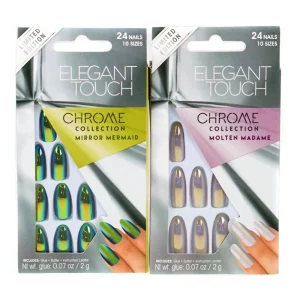 2 x Elegant Touch Chrome Collection False Nails