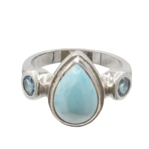Marahlago Atlantic Pear Larimar Stone Sterling Silver Ring Size 7