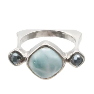 Marahlago Atlantic Larimar Stone Sterling Silver Ring Size 7