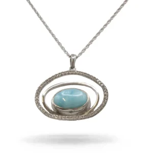 Marahlago Eclipse Larimar Stone Sterling Silver Necklace