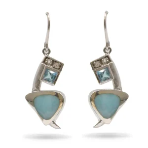 Marahlago Curva Larimar Stone Sterling Silver Earrings