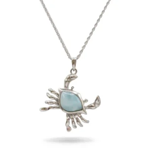 Marahlago Crab Larimar Stone Sterling Silver Necklace