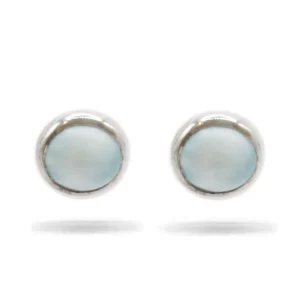 Marahlago Round Post Larimar Stone Sterling Silver Earrings