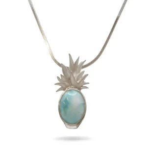 Marahlago Pineapple Larimar Stone Sterling Silver Necklace