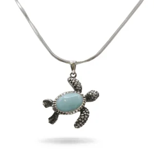 Marahlago Turtle Larimar Stone Sterling Silver Necklace