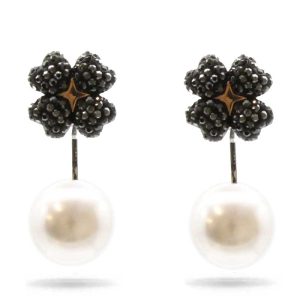 Swarovski Latisha Silver & Black Pearl Earrings