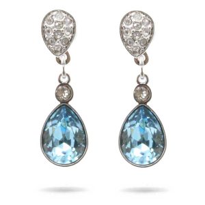 Swarovski Ocean Blue Collection Aqua & White Crystal Earrings