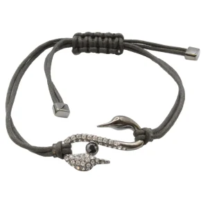 Swarovski Power S Hook Jet Collection Cord Bracelet