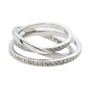 Swarovski Triple Circle Crystal Ring Size 52