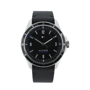Tommy Hilfiger Black Leather Men's Watch Maverick 1791904
