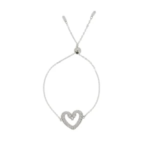 Swarovski Rhodium Plated Una Pave Heart Crystal Bracelet 5625534