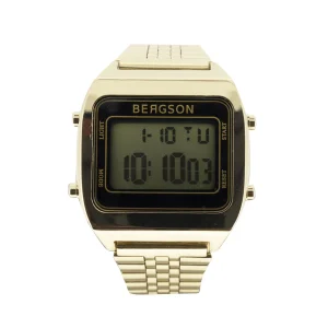 Bergson Retro Unisex Gold Digital Watch