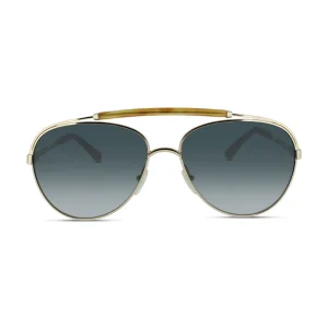 Chloe Gold & Blue Lens Aviator Sunglasses CE141S 736 *EX DISPLAY*