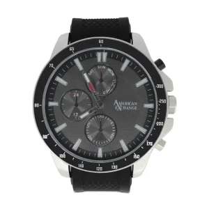 American Exchange Black and Silver Mens Watch With Interchangeable Straps 5328