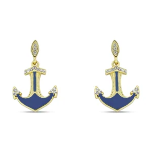 Khloelle Gold And Blue Anchor Earrings LC0070849