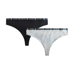 Calvin Klein 1996 Modern Thong Black/Grey Heather - 2 Pack Womens