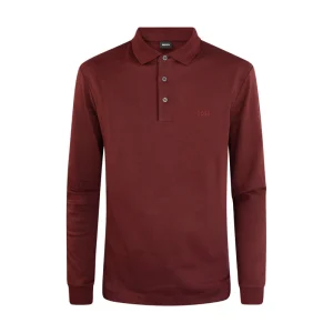 Hugo Boss Pado 30 Long Sleeved Polo Shirt Dark Red Men's