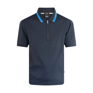 Hugo Boss Slim Fit Mercerised Polo Shirt Polston 33 Navy Blue Men's
