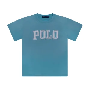 Ralph Lauren T-Shirt with Crest Polo Logo Aqua Women's