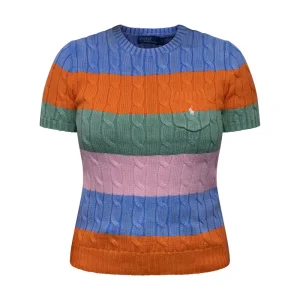 Ralph Lauren Striped Cable Short Sleeve Jumper Women's