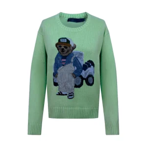 Ralph Lauren Polo Cadet Bear Knit Jumper Mint Green Women's