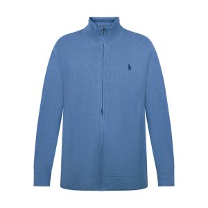 Ralph Lauren Mesh-Knit Cotton Full-Zip Sweatshirt Blue Men's