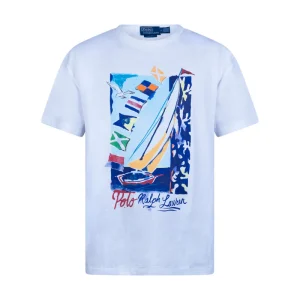 Ralph Lauren Classic Fit Sail Boat Cotton T-Shirt White  Men's