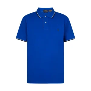 Ralph Lauren Polo Custom Slim Striped Collar Polo Shirt Blue - Men's