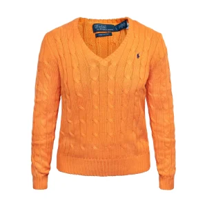 Ralph Lauren Polo Cotton Cable Knit Jumper Orange Womens