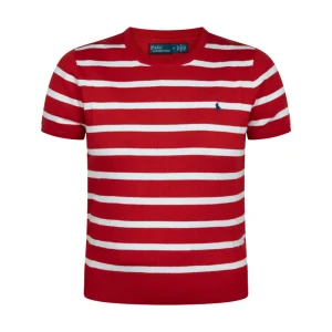 Ralph Lauren Cotton-Blend Short-Sleeve Striped Jumper Red & White Womens
