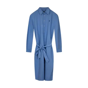Ralph Lauren Polo Cotton Poplin Belted Shirt Dress Blue Women's
